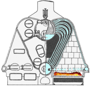 Thornyeroft water tube marine steam boiler with one water drum