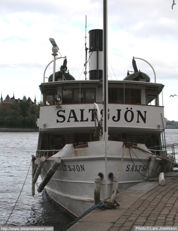 Steamship Saltsjön moored at a quay in Stockholm