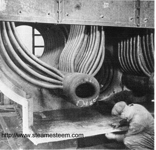 Prud'Hon Capus boiler, the dry back opened